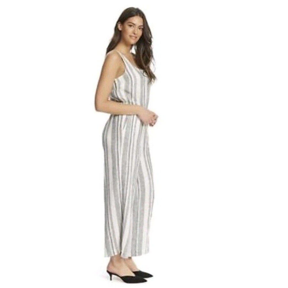 Cloth And Stone Women's Sleeveless Striped Jumpsuit White Size Xs 175